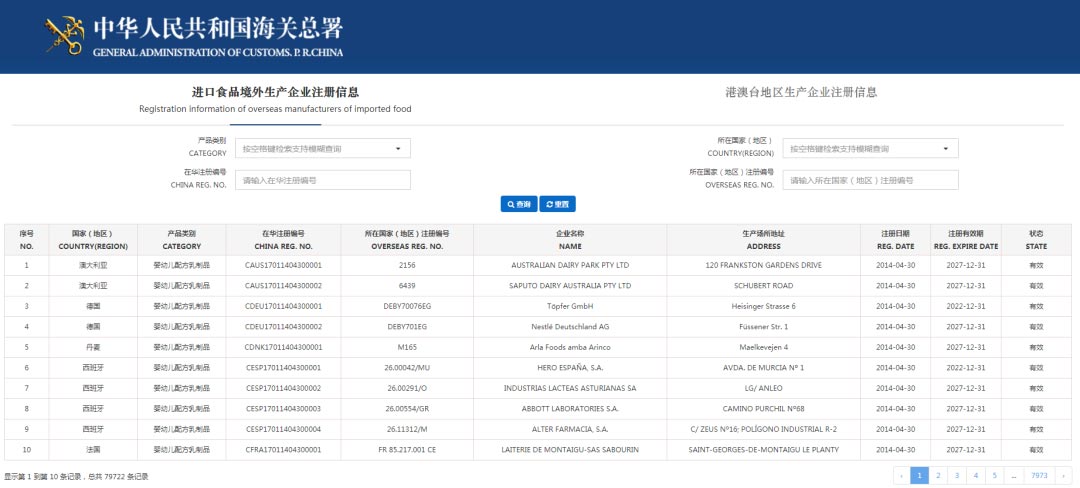 進口食品境外生産企業注冊管理(lǐ)系統